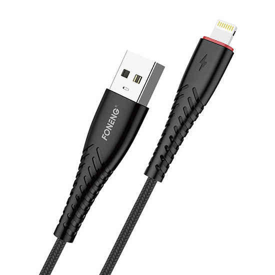 Foneng X15 USB-Lightning kábel, 2,4A, 1,2 m, fekete (X15 iPhone / Black)