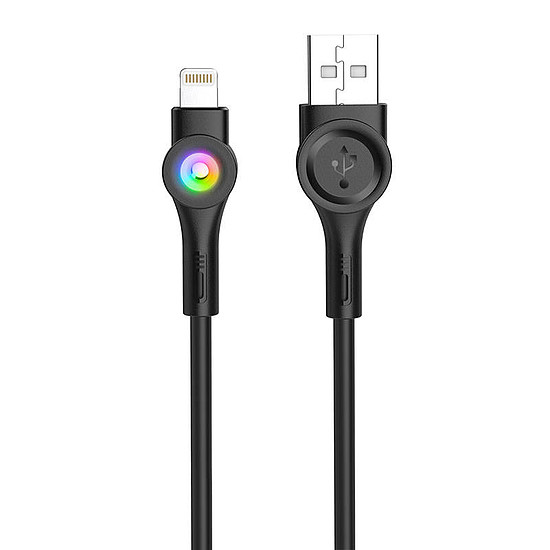 Foneng X59 USB-Micro USB kábel, LED, 3A, 1m, fekete (X59 Micro)