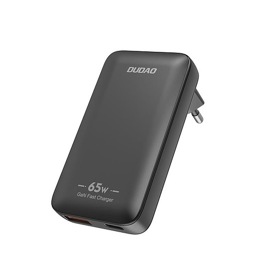 GaN Dudao A65Q 65W USB-A / USB-C PD Ultravékony Utazó Fali Töltő EU / US - Fekete