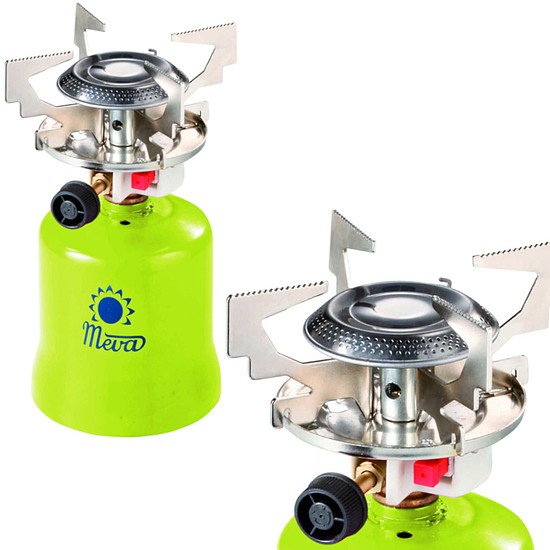 Gázüzemű kempingfőző lyukas gázpatronokkal, FOCUS piezo gyújtóval, 1,4 kW