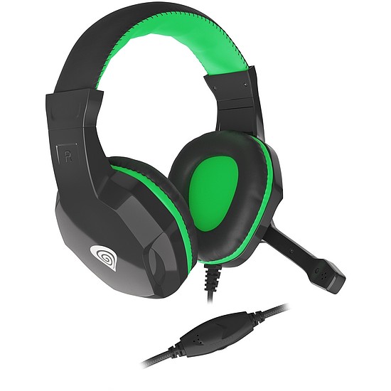 Genesis Argon 100 Gamer Mikrofonos fejhallgató, fekete-zöld (NSG-1435)