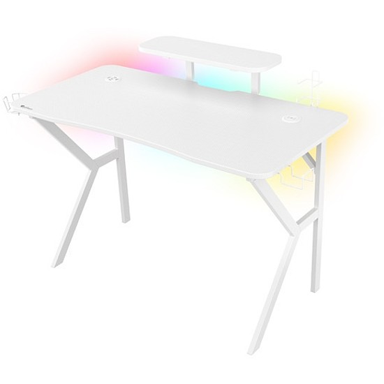 Genesis Holm 320 Gamer asztal RGB világítással, fehér (NDS-1802)