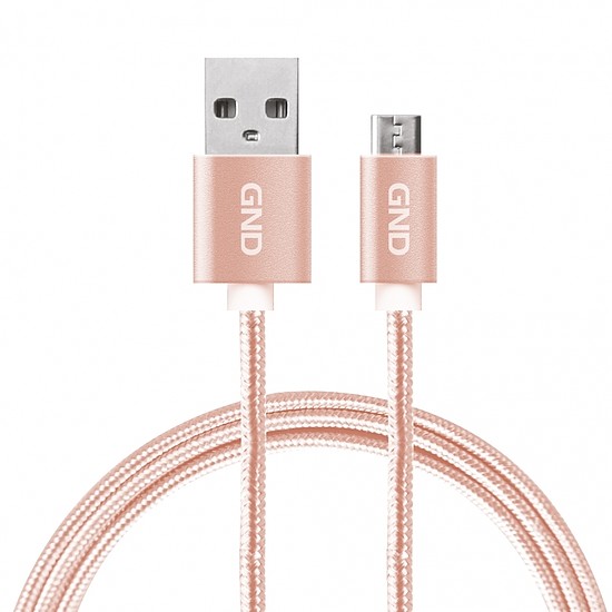 GND microUSB/USB-A kábel, 2 méter, fonott - arany szín (GNDMICUSB200MM06)