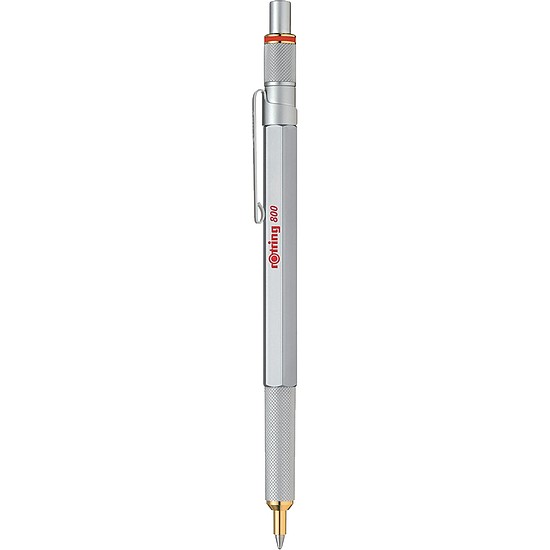 Golyóstoll, 1,0 mm, nyomógombos, rOtring 800, ezüst (NRR2032580)