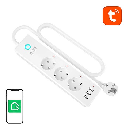 Gosund P1 PLUS Wifi-s okos elosztó, Tuya (4x AC schuko, 3x USB-A)