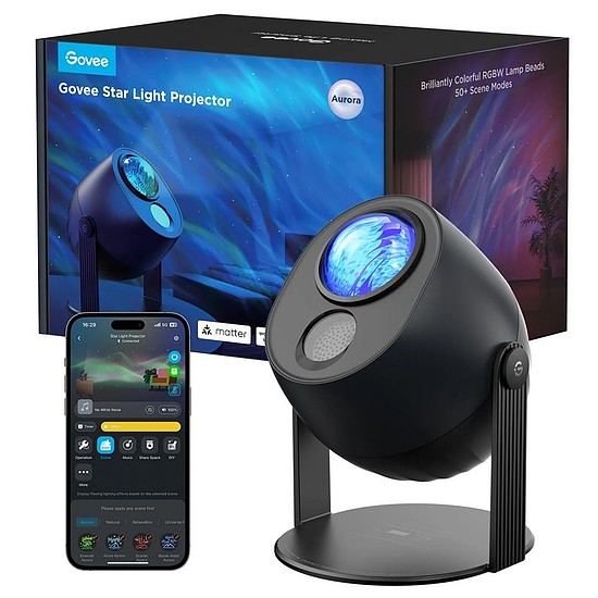 Govee Galaxy Star Projector 16 millió szín, 52 jelenet mód, éjszakai fény, Matter, Wifi + Bluetooth vezérléssel