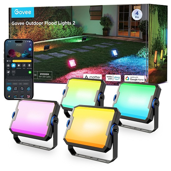 Govee kültéri FLood Lights RGBICWW 4 db-os APP + Wifi + Bluetooth vezérléssel