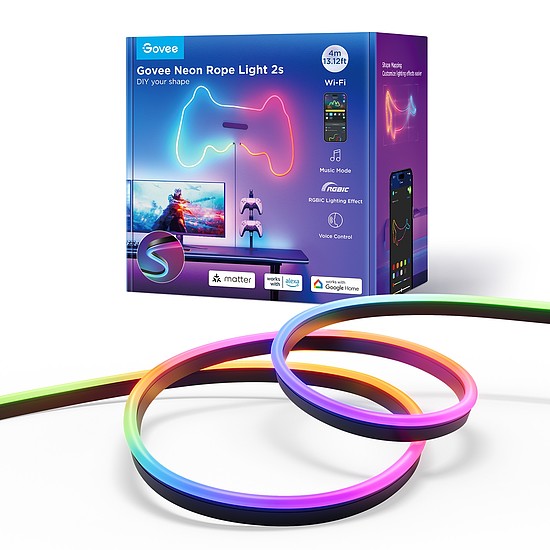 Govee Neon szalagfény 2 szilikon védőburkolattal (4 m) Fekete Hang + Wifi + Bluetooth vezérlésel