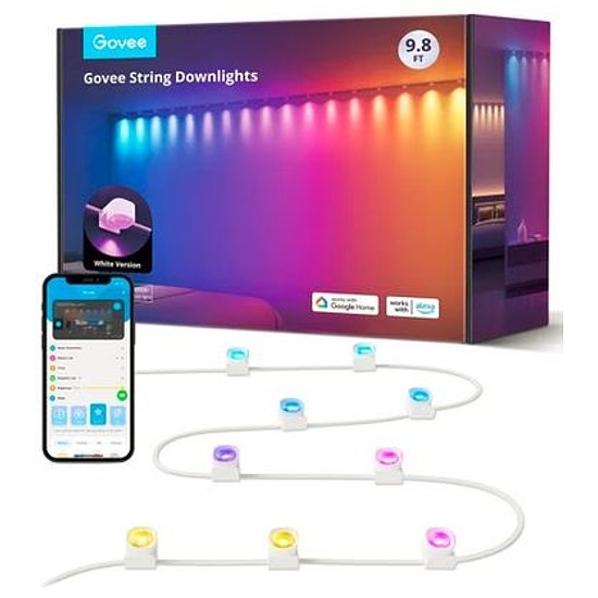 Govee RGBIC LED szalag 3 méter,15 leddel, intelligens spotokkal Govee String Downlights, Wi-Fi, Zene szinkronizálás