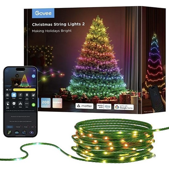 Govee RGBIC Smart kültéri - IP65 - fényfüzér 2S - Matter APP + Wifi + Bluetooth vezérléssel