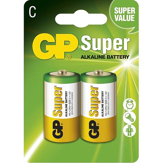 GP Super baby elem C alkáli tartós 2 db/bliszter LR14 GP14AC2 DARABÁR!