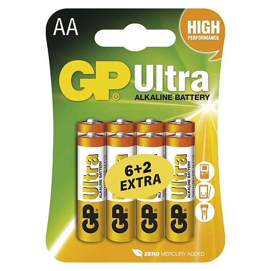 GP Ultra ceruza elem AA tartós 6+2db/bliszter LR6 GP15AU
