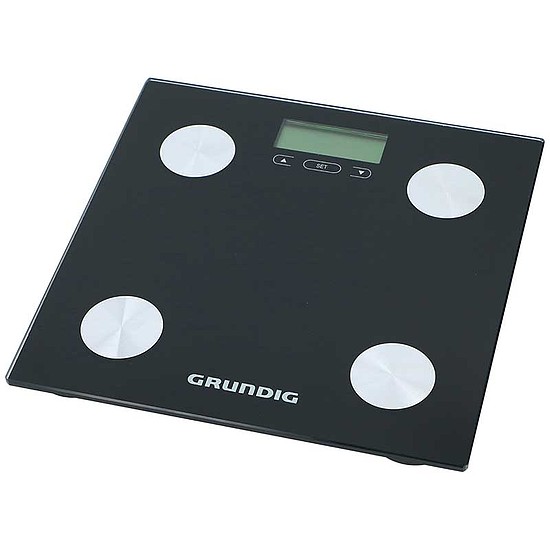 Grundig - elektronikus fürdőszobai mérleg, testtömeg-elemzés, BMI, 180 kg-ig (8711252186825)