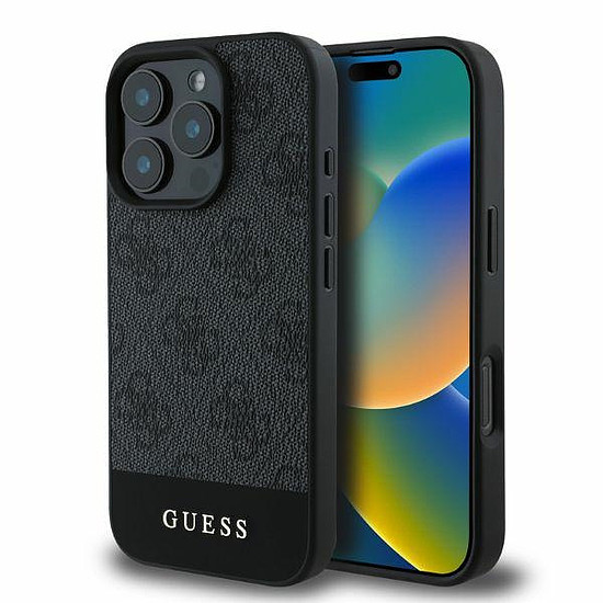 Guess 4G alsó csíkos iPhone 16 Pro Max tok - szürke