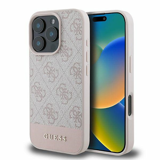 Guess 4G alsó csíkos iPhone 16 Pro tok - rózsaszín