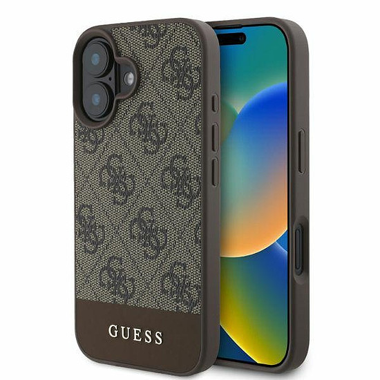 Guess 4G alsó csíkos iPhone 16 tok - barna