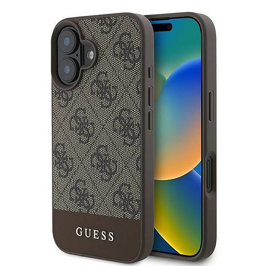 Guess 4G alsó csíkos tok iPhone 16 Plus 6.7"-hez - barna