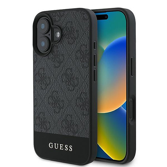 Guess 4G alsó csíkos tok iPhone 16 Plus 6.7"-hez - szürke