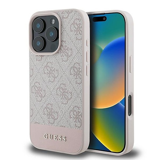 Guess 4G alsó csíkos tok iPhone 16 Pro Maxhoz - rózsaszín