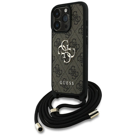 Guess 4G Big Logo Cord Stap keresztpántos iPhone 16 Pro Max tok, barna