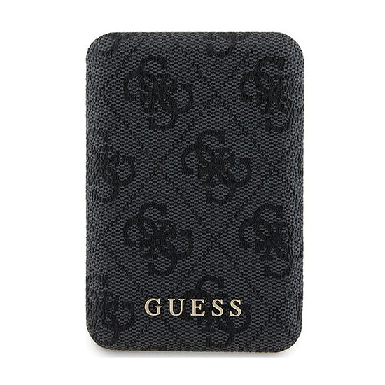 Guess 4G bőr fém logó MagSafe - Power Bank induktív 5000 mAh 15W MagSafe fekete (GUPB5FP4EMGK)