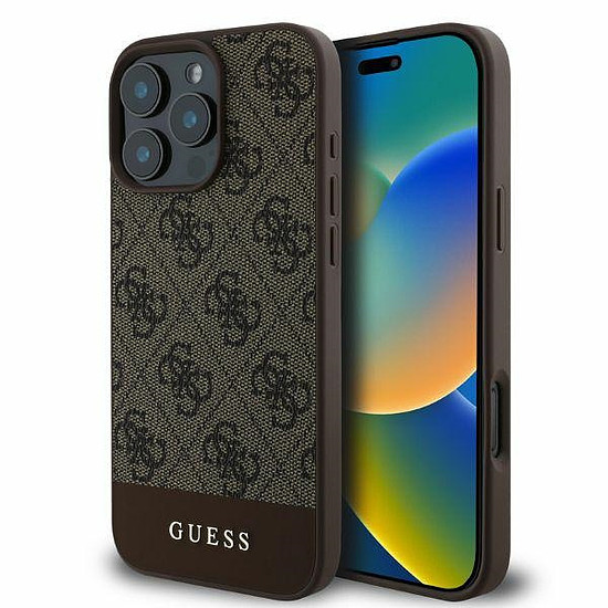 Guess 4G Bottom Stripe tok iPhone 16 Pro-hoz - barna