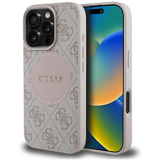 Guess 4G Circle Classic Logo MagSafe iPhone 16 Pro tok - rózsaszín