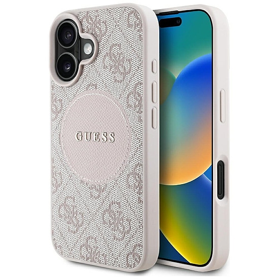 Guess 4G Circle Classic Logo MagSafe iPhone 16 tok - rózsaszín
