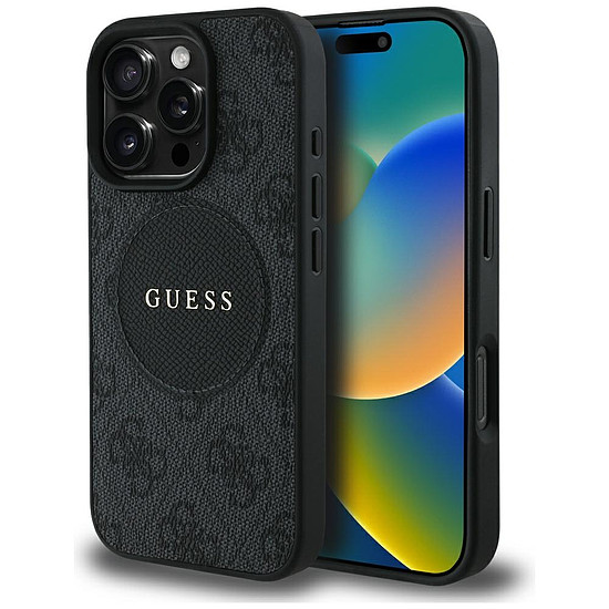 Guess 4G Circle Classic Logo MagSafe tok iPhone 16 Pro Maxhoz - fekete