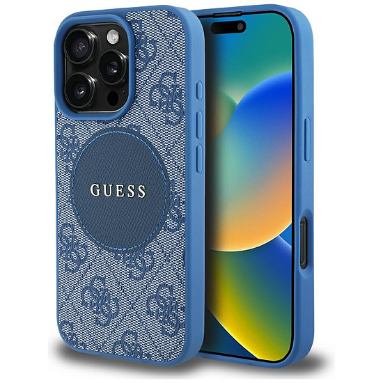 Guess 4G Circle Classic Logo MagSafe tok iPhone 16 Pro Maxhoz - kék