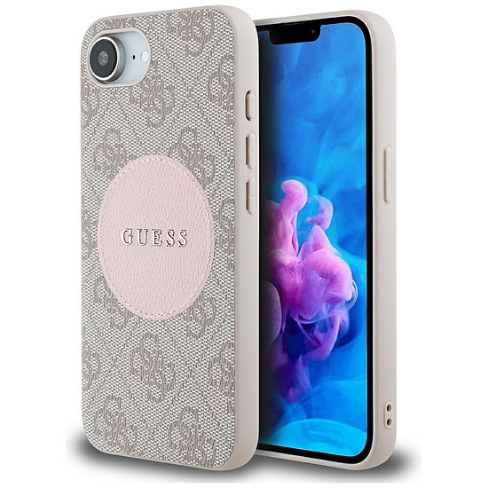 Guess 4G Circle Classic Logo MagSafe tok iPhone 16e-hez - rózsaszín