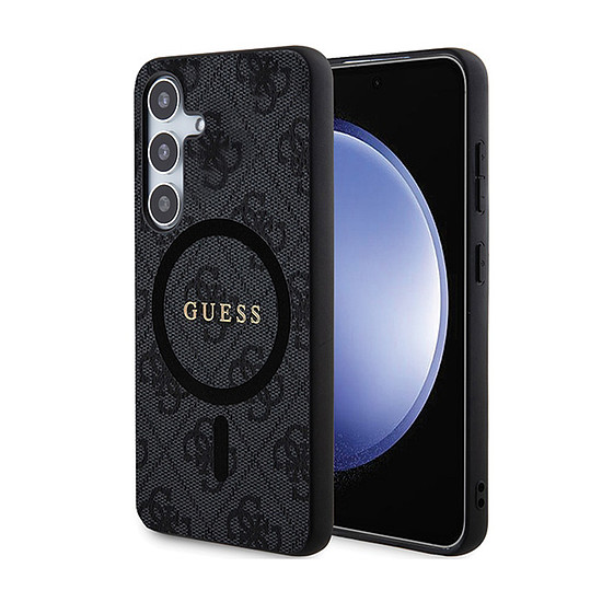 Guess 4G Collection bőr fém logó MagSafe - Samsung Galaxy S24 tok fekete (GUHMS24SG4GFRK)
