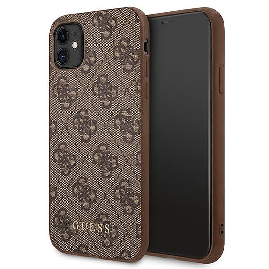 Guess 4G fém arany logó - tok iPhone 11-hez barna (GUHCN61G4GFBR)