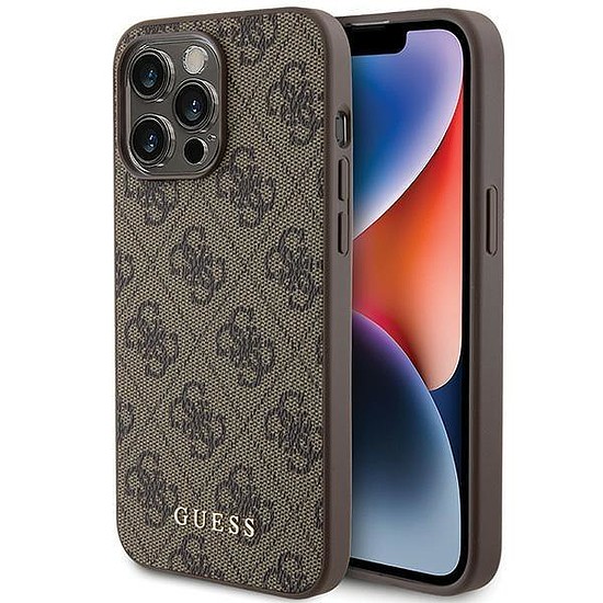 Guess 4G Metal Gold Logo tok iPhone 15 Pro Max készülékhez - barna