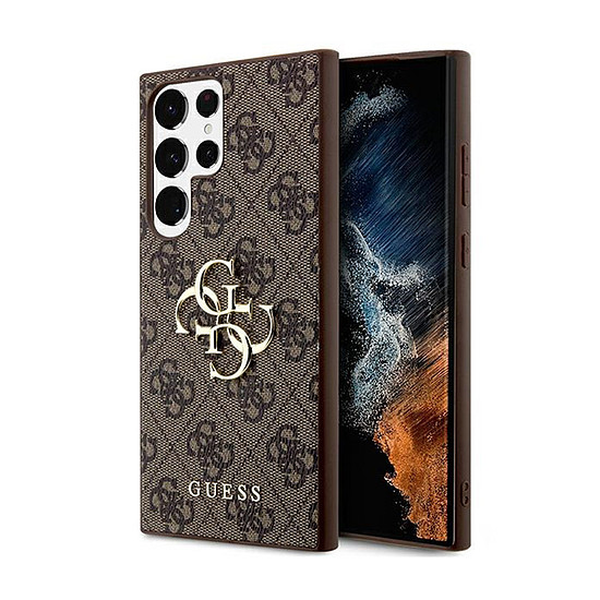 Guess 4G nagy fém logó - Samsung Galaxy S24 Ultra tok barna (GUHCS24L4GMGBR)