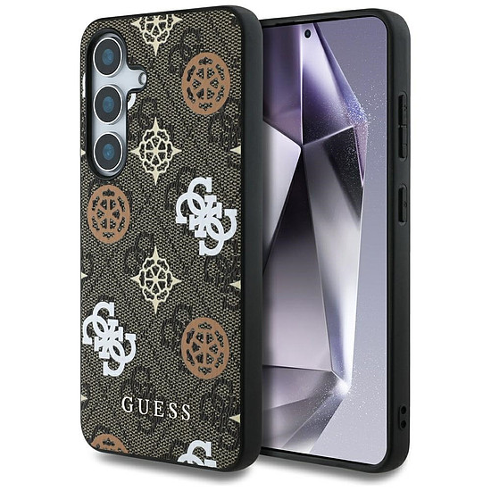 Guess 4G nyomtatott színes bazsarózsa mintás MagSafe tok Samsung Galaxy S25-höz barna