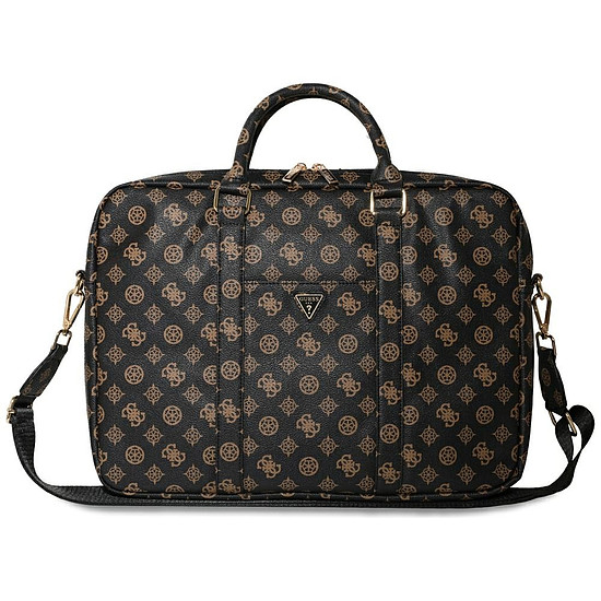 Guess 4G Peony elülső zsebes, cipzáras, háromszög logós laptop táska 16"-os, fekete