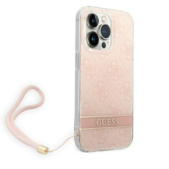 Guess 4G Print Strap iPhone 14 Pro tok - Rózsaszín