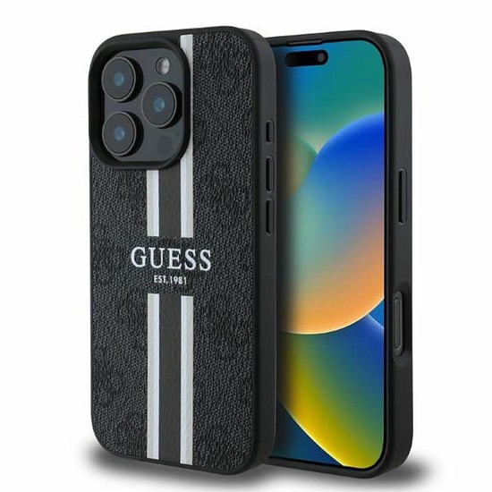 Guess 4G Printed Stripes MagSafe - iPhone 16 Pro Max tok fekete (GUHMP16XP4RPSK)