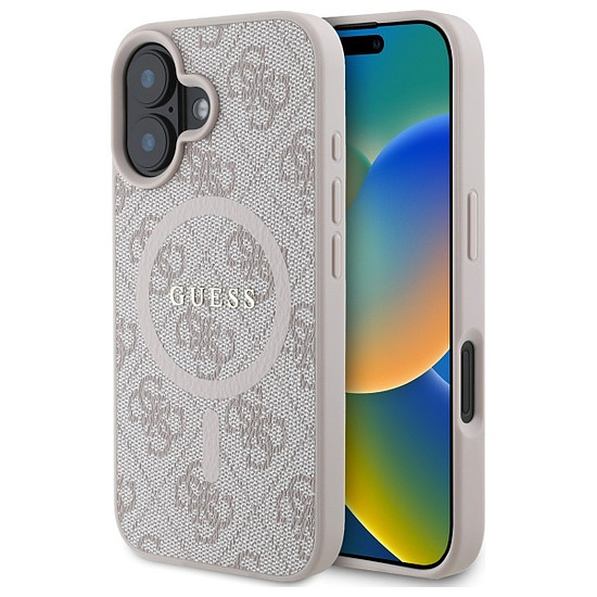 Guess 4G Ring Classic Logo MagSafe iPhone 16 tok - rózsaszín