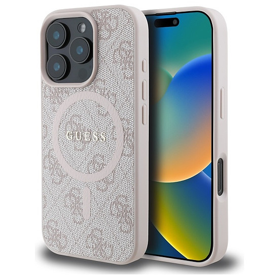 Guess 4G Ring Classic Logo MagSafe tok iPhone 16 Pro Maxhoz, rózsaszín