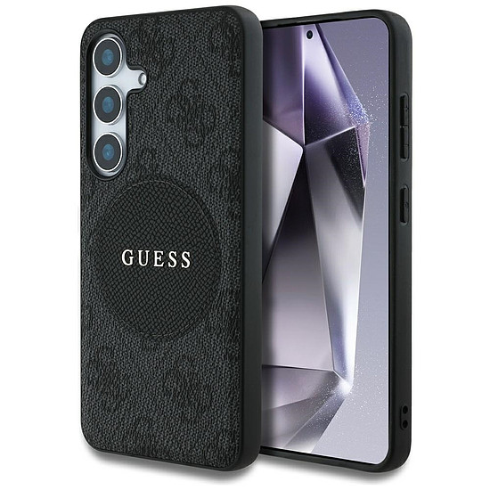 Guess 4G Round Patch Classic Logo MagSafe tok Samsung Galaxy S25 készülékhez, fekete