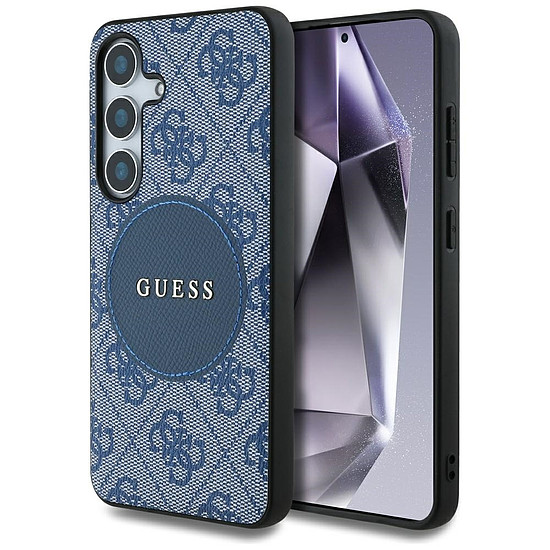 Guess 4G Round Patch Classic Logo MagSafe tok Samsung Galaxy S25 Plus-hoz kék