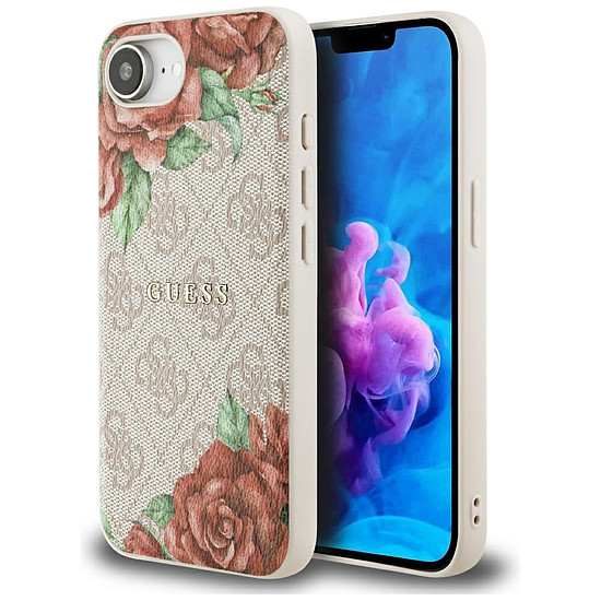 Guess 4G virágmintás MagSafe iPhone 16e tok - rózsaszín