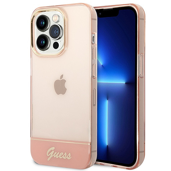 Guess áttetsző iPhone 14 Pro Max 6.7" tok - rózsaszín