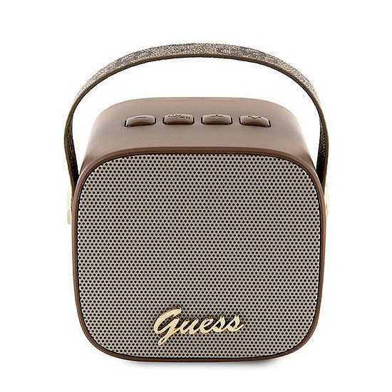 Guess Bluetooth hangszóró GUWSB2P4SMW hangszóró mini barna/hajlított 4G bőr Script logó szíjjal