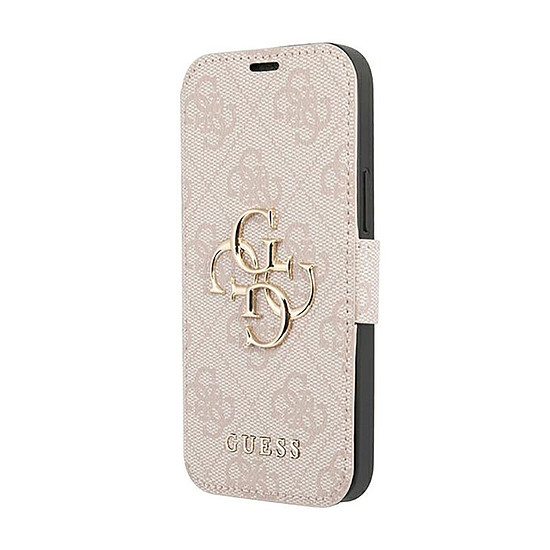 Guess Booktype 4G nagy fém logó - iPhone 13 Pro Max tok rózsaszín (GUBKP13X4GMGPI)