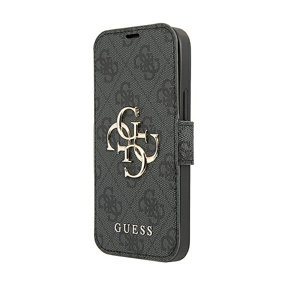 Guess Booktype 4G nagy fém logó - iPhone 13 Pro Max tok szürke (GUBKP13X4GMGGR)