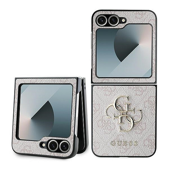 Guess bőr 4G fém logós tok Samsung Galaxy Z Flip 6-hoz, rózsaszín