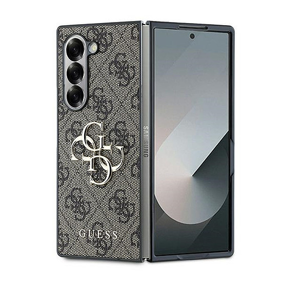 Guess bőr 4G fém logós tok Samsung Galaxy Z Fold 6-hoz, barna